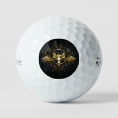 Golden Bird Skull auf schwarzem Hintergrund Golfball (Vorderseite)