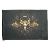 Golden Bird Skull auf schwarzem Hintergrund Kissenbezug (Vorderseite-Rechts)