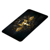 Golden Bird Skull auf schwarzem Hintergrund Magnet (Linke Seite)