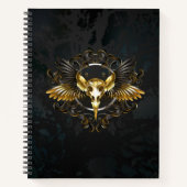 Golden Bird Skull auf schwarzem Hintergrund Notizblock (Vorderseite)