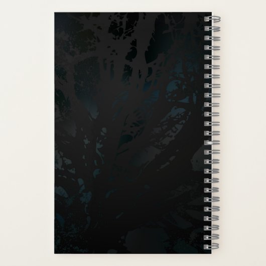 Golden Bird Skull auf schwarzem Hintergrund Notizblock (Rückseite)