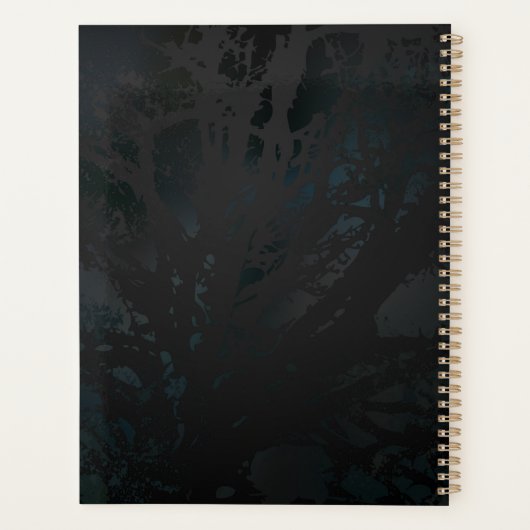 Golden Bird Skull auf schwarzem Hintergrund Planer (Rückseite)