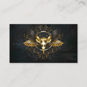 Golden Bird Skull auf schwarzem Hintergrund Rabattkarte