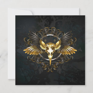 Golden Bird Skull auf schwarzem Hintergrund Save The Date