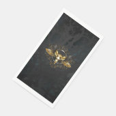Golden Bird Skull auf schwarzem Hintergrund Serviette (Ecke)