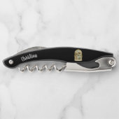 Golden Birdcage mit Vogelhütte Schnee auf schwarz Kellnermesser (Rückseite)