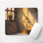 Golden Birdcage Sunlight Window Mousepad (Mit Mouse)