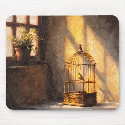 Golden Birdcage Sunlight Window Mousepad (Vorne)