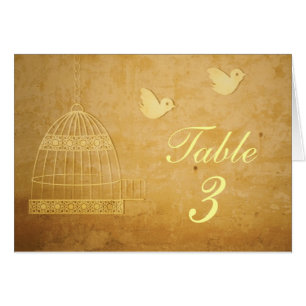Golden Birdcage Wedding Table Number Card