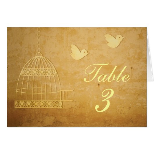 Golden Birdcage Wedding Table Number Card (Vorderseite (Horizontal))