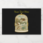 Golden Birdcage Winter Kabine Szene Bird Black Lebensmitteletikett (Einzelnes Label)