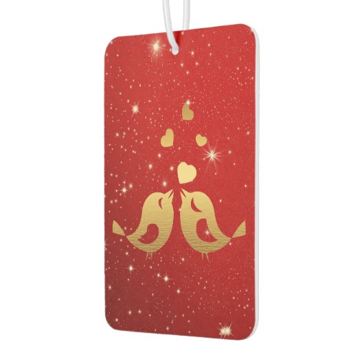 Golden Birds Hearts Red Shiny Schöne Rustikale Autolufterfrischer (Links)