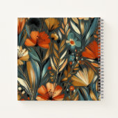 Golden Birds & Orange Wildblumen in Handfarbe Notizblock (Rückseite)