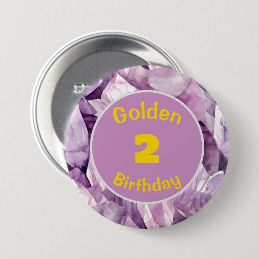 Golden Birthday Februar Birthstone Custom Button (Vorne & Hinten)