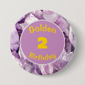 Golden Birthday Februar Birthstone Custom Button (Vorderseite)