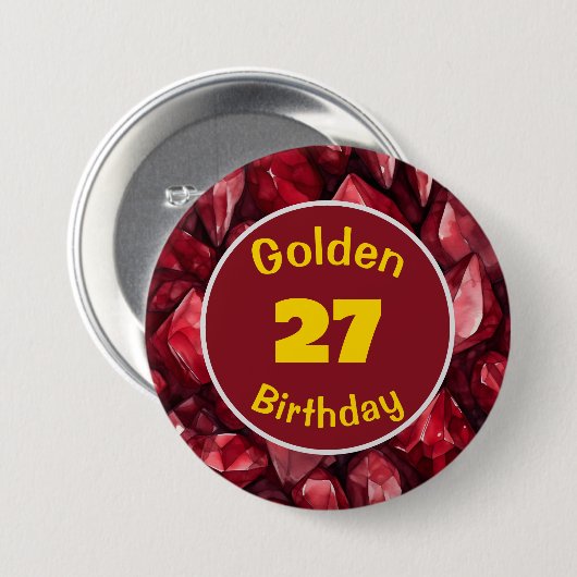 Golden Birthday Juli Birthstone Custom Button (Vorne & Hinten)