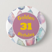 Golden Birthday Oktober Birthstone Custom Button (Vorderseite)