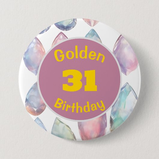 Golden Birthday Oktober Birthstone Custom Button (Vorderseite)