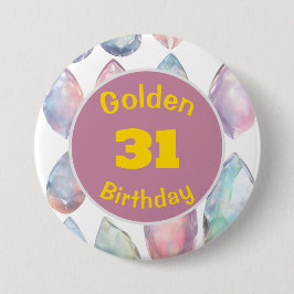 Golden Birthday Oktober Birthstone Custom Button