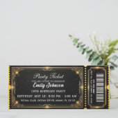 Golden Birthday Party Ticket Invitation 2026 Einladung (Stehend Vorderseite)