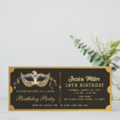 Golden birthday Party Ticket Invitation Einladung (Stehend Vorderseite)