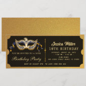Golden birthday Party Ticket Invitation Einladung (Vorne/Hinten)