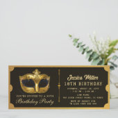 Golden birthday Party Ticket Invitation Einladung (Stehend Vorderseite)