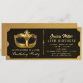 Golden birthday Party Ticket Invitation Einladung (Vorne/Hinten)