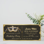 Golden birthday Party Ticket Invitation Einladung (Stehend Vorderseite)