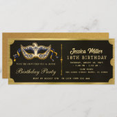 Golden birthday Party Ticket Invitation Einladung (Vorne/Hinten)