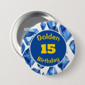 Golden Birthday September Birthstone Custom Button (Vorne & Hinten)