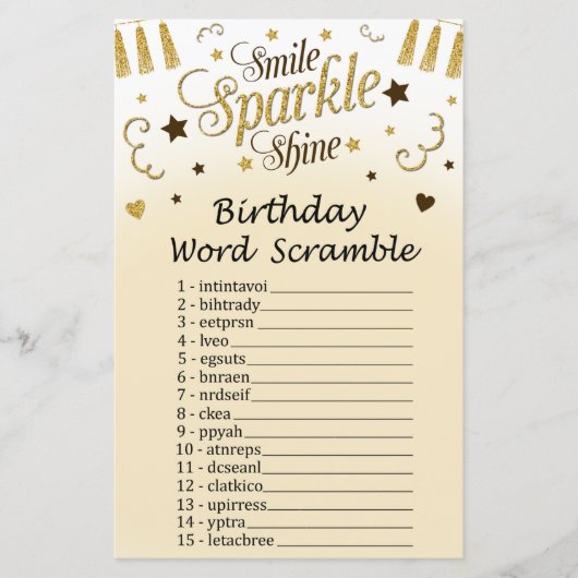 Golden Birthday Word Scramble Game (Vorderseite)