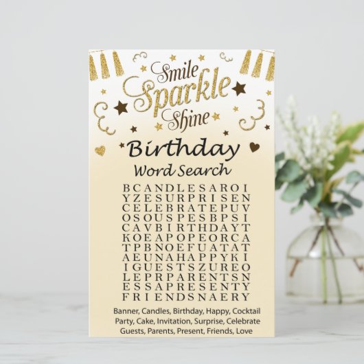 Golden Birthday Word Search Game (Stehend Vorderseite)