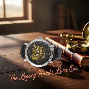 Golden Bison Illustration mit US-Karte und -Flagge Armbanduhr