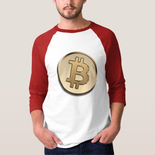 Golden Bitcoin Ärmel Raglan T-Shirt (Vorderseite)
