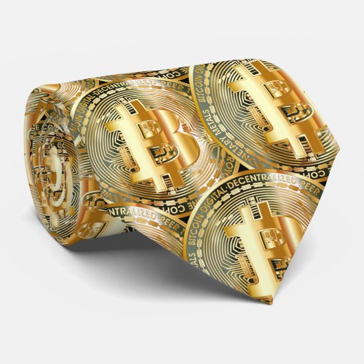 Golden Bitcoin Elegante Krawatte (Gerollt)