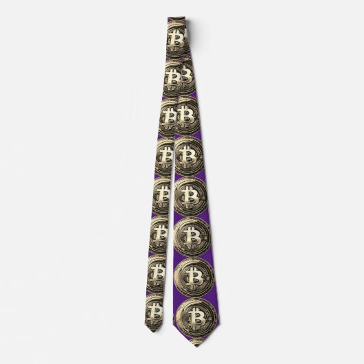Golden Bitcoin Neck Tie Krawatte (Rückseite)