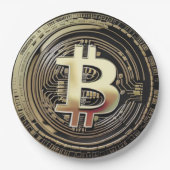 Golden Bitcoin Pappteller (Vorderseite)