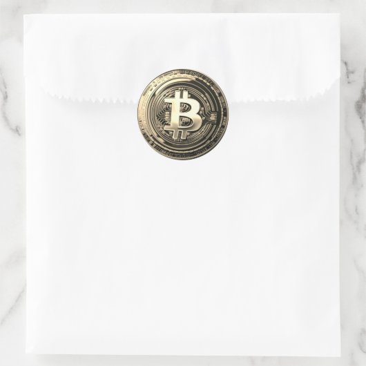 Golden Bitcoin Runder Aufkleber (Tasche)