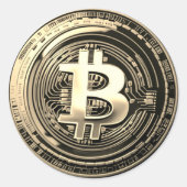 Golden Bitcoin Runder Aufkleber (Vorderseite)