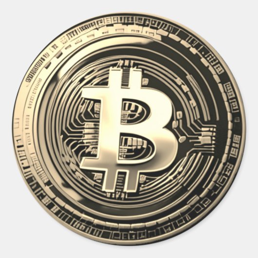 Golden Bitcoin Runder Aufkleber (Vorderseite)