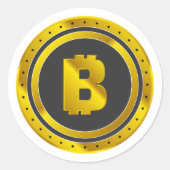 Golden Bitcoin Runder Aufkleber (Vorderseite)