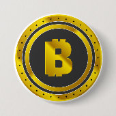 Golden Bitcoin Symbol Digital Currency Button (Vorderseite)