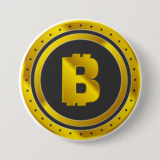 Golden Bitcoin Symbol Digital Currency Button (Vorderseite)