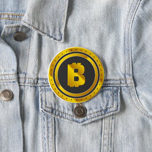 Golden Bitcoin Symbol Digital Currency Button