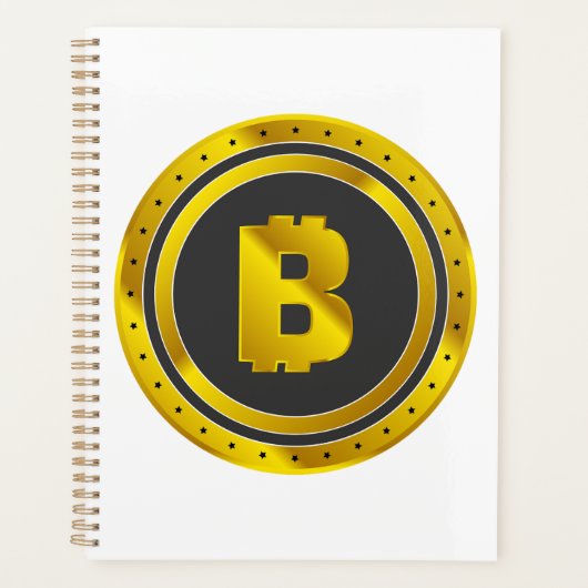 Golden Bitcoin Symbol Digital Currency Planer (Vorderseite)