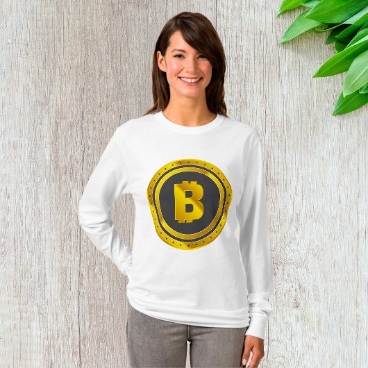 Golden Bitcoin Symbol Digital Currency T-Shirt