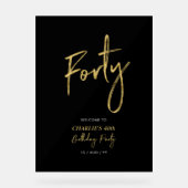 Golden & Black 40. Geburtstag Party Willkommen Acrylschild (Vorderseite)