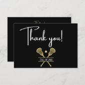 Golden Black and White Lacrosse Sport Vielen Dank Dankeskarte (Vorne/Hinten)