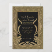 Golden Black Art Nouveau Elegante Hochzeit Einladung (Vorderseite)